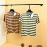 Lacoste Mens Striped Polo Shirt Short Sleeve Casual Cotton Top with Crocodile Logo