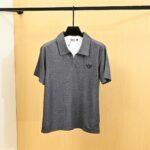Prada Heathered Polo Shirt with Triangle Logo Short Sleeve Casual Top - Image 2