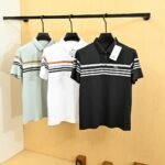Lacoste Mens Striped Polo Shirt Short Sleeve Crocodile Logo Casual Athletic Top
