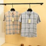 Burberry Mens Vintage Check Short Sleeve Button Up Shirt Casual Summer Top
