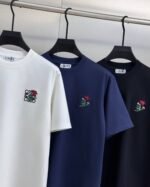 LOEWE Embroidered Anagram T-Shirt Cotton Short Sleeve Casual Luxury Top - Image 2