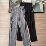 DESCENTE Sports Pants Elastic Waist Logo Print - Grey/Black