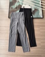 DESCENTE Sports Pants Elastic Waist Logo Print - Grey/Black