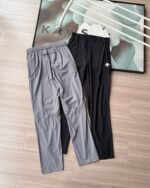 DESCENTE Sports Pants Elastic Waist Logo Print - Grey/Black - Image 2