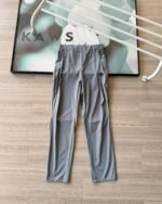 DESCENTE Sports Pants Elastic Waist Logo Print - Grey/Black - Image 3