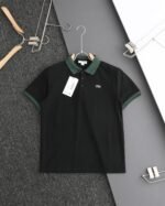 Lacoste Polo Shirt Contrast Collar Crocodile Logo White Black - Image 6