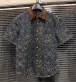 Louis Vuitton Designer Short Sleeve Shirt Gold Buttons Monogram