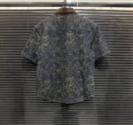 Louis Vuitton Designer Short Sleeve Shirt Gold Buttons Monogram - Image 3