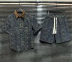 Louis Vuitton Designer Short Sleeve Shirt Gold Buttons Monogram - Image 4