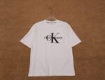 Calvin Klein Jeans T-Shirt Large CK Logo Crew Neck Short Sleeve Black White - Image 2