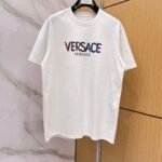 Versace T-Shirt Colorful Logo Print Crew Neck Short Sleeve White