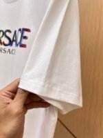 Versace T-Shirt Colorful Logo Print Crew Neck Short Sleeve White - Image 4