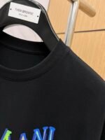 Armani T-Shirt Colorful Logo Print Crew Neck Short Sleeve Black - Image 7