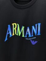 Armani T-Shirt Colorful Logo Print Crew Neck Short Sleeve Black - Image 6