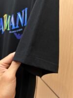 Armani T-Shirt Colorful Logo Print Crew Neck Short Sleeve Black - Image 4
