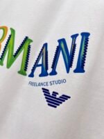 Armani T-Shirt Colorful Logo Print Crew Neck Short Sleeve White - Image 6