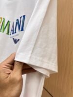 Armani T-Shirt Colorful Logo Print Crew Neck Short Sleeve White - Image 7