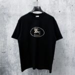 Burberry Short Sleeve T-Shirt Check Equest Knight Print Crew Neck Black