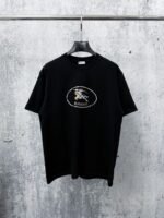 Burberry Short Sleeve T-Shirt Check Equest Knight Print Crew Neck Black