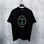 Gucci T-Shirt Interlocking G Logo Print Crew Neck Short Sleeve Black