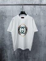 Gucci T-Shirt Interlocking G Logo Print Crew Neck Short Sleeve White