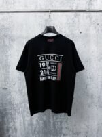 Gucci T-Shirt 1921 Dragonfly Graphic Crew Neck Short Sleeve Black