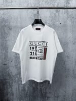 Gucci T-Shirt 1921 Dragonfly Graphic Crew Neck Short Sleeve White