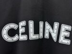 Celine T-Shirt Studded Logo Print Crew Neck Short Sleeve Black - Image 6