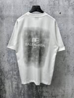 Balenciaga T-Shirt Allover Logo Print Crew Neck Short Sleeve White - Image 2