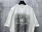 Balenciaga T-Shirt Allover Logo Print Crew Neck Short Sleeve White - Image 3
