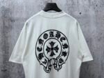 Chrome Hearts T-Shirt Horseshoe Cross Logo Crew Neck Short Sleeve White - Image 4
