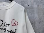 Dior T-Shirt Handwritten Logo & Heart Print Crew Neck Short Sleeve White - Image 6