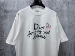 Dior T-Shirt Handwritten Logo & Heart Print Crew Neck Short Sleeve White - Image 4