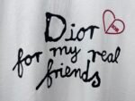 Dior T-Shirt Handwritten Logo & Heart Print Crew Neck Short Sleeve White - Image 2