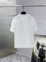 Prada T-Shirt Double Triangle Logo Print Crew Neck Black White - Image 3