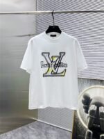 Louis Vuitton T-Shirt Graffiti LV Logo Print Crew Neck Black White - Image 6