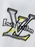 Louis Vuitton T-Shirt Graffiti LV Logo Print Crew Neck Black White - Image 4