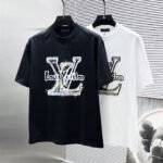 Louis Vuitton T-Shirt Graffiti LV Logo Print Crew Neck Black White