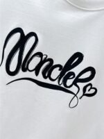 Moncler T-Shirt Cursive Script Logo Heart Print Crew Neck Black White - Image 5