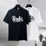 Moncler T-Shirt Cursive Script Logo Heart Print Crew Neck Black White