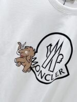Moncler T-Shirt Cartoon Elephant Logo Print Crew Neck Black White - Image 5
