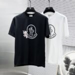 Moncler T-Shirt Cartoon Elephant Logo Print Crew Neck Black White