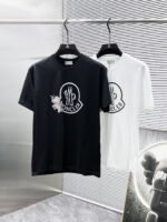Moncler T-Shirt Cartoon Elephant Logo Print Crew Neck Black White