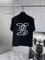 Louis Vuitton T-Shirt Spray Paint LV Logo Print Crew Neck Black White - Image 2