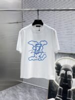 Louis Vuitton T-Shirt Spray Paint LV Logo Print Crew Neck Black White - Image 8