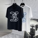 Louis Vuitton T-Shirt Spray Paint LV Logo Print Crew Neck Black White