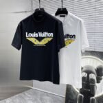 Louis Vuitton T-Shirt Monogram Logo Print Crew Neck Black White