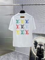 Louis Vuitton T-Shirt Distressed Logo Print Crew Neck Black White - Image 7
