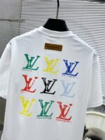 Louis Vuitton T-Shirt Distressed Logo Print Crew Neck Black White - Image 4