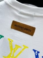 Louis Vuitton T-Shirt Distressed Logo Print Crew Neck Black White - Image 3